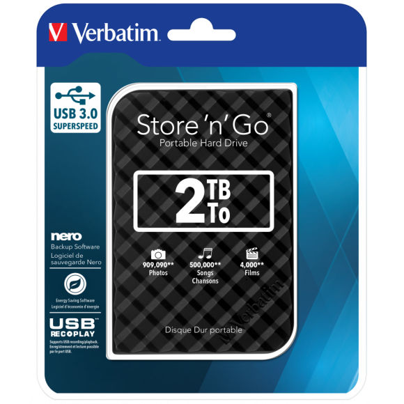 Verbatim 2TB Store-n-Go USB 3.0 Super Speed Portable Hard Drive